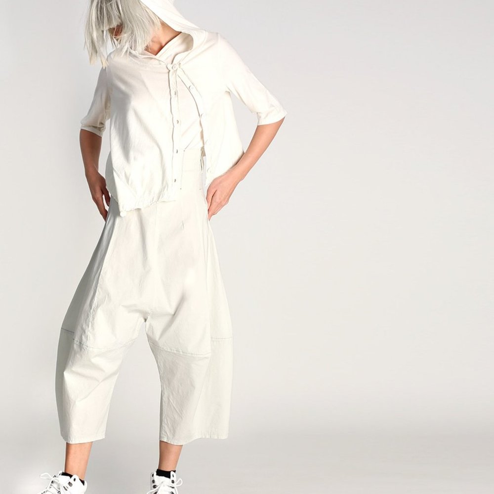 Lurdes Bergada Crisp Cropped Leg Trousers Pants Small and Medium in Bone